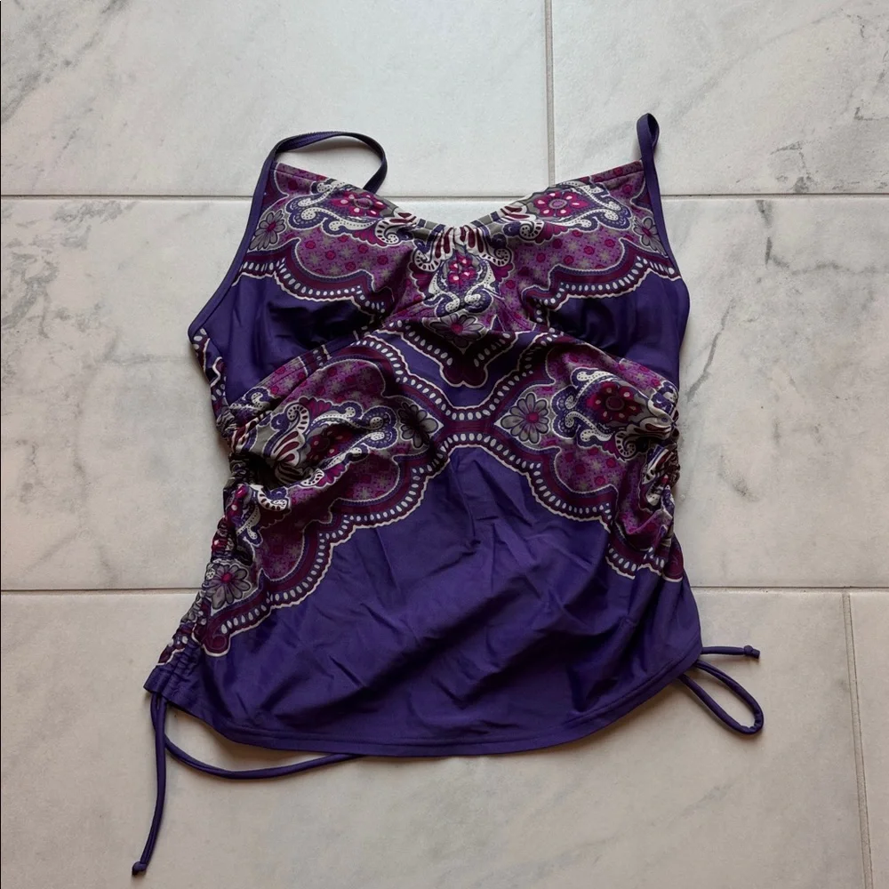 Prana purple Moorea Tankini Top Womens Large - Picture 2 of 3